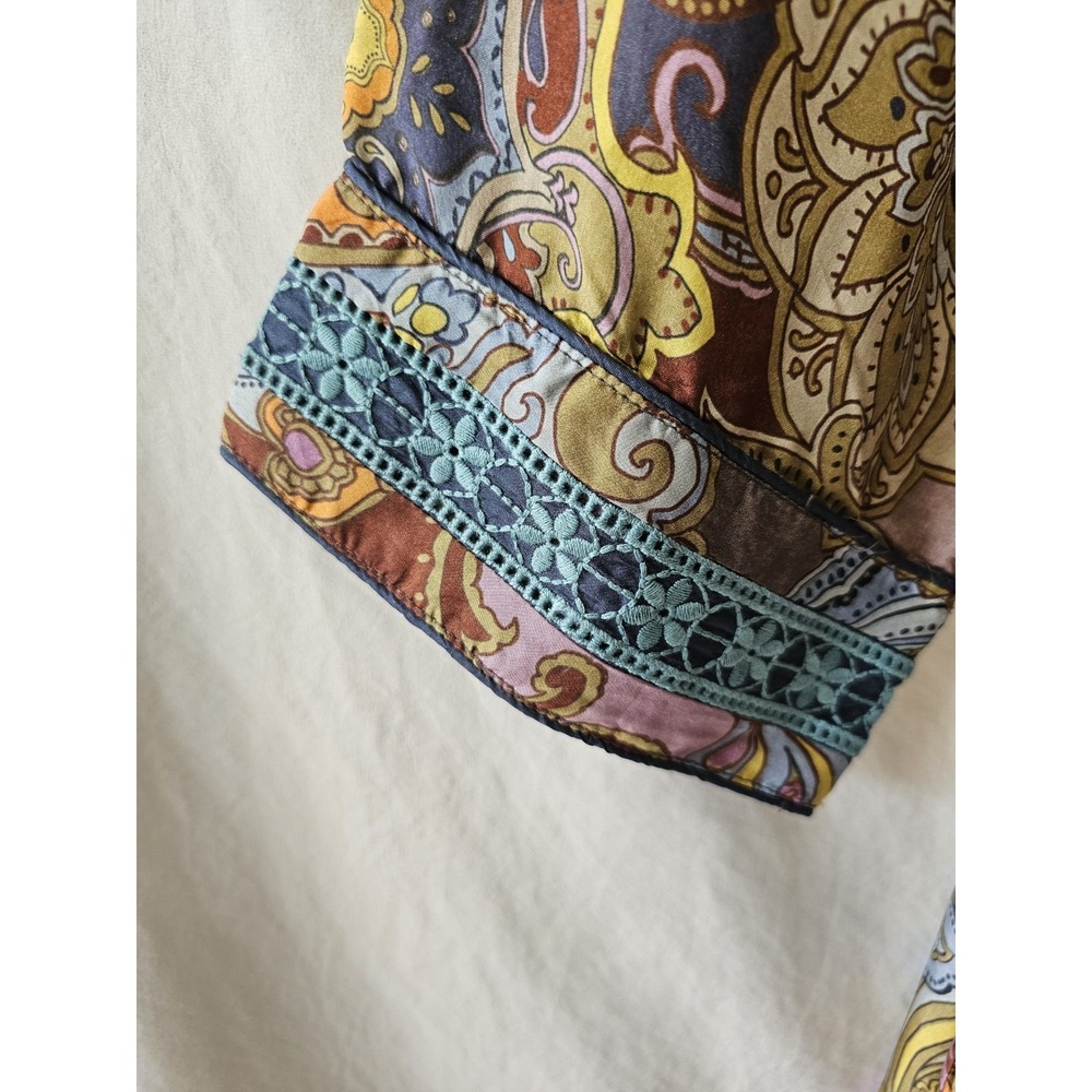 Johnny Was M Sandalwood Tove Kimono Duster 100% Silk Embroidery Pockets $435 - Picture 10 of 15